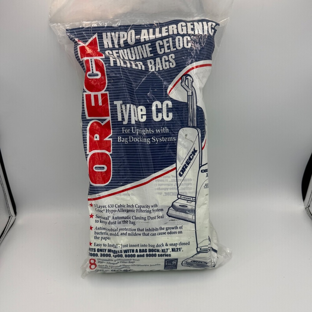 Oreck Type CC Genuine Celoc Hypo-Allergenic Vacuum Bags 8 Pack CCPK8DW XL7 XL21